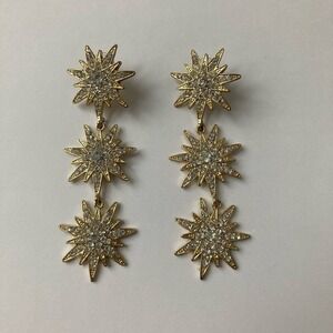 Crystal Rhinestone Studded North Star Dangle Earrings